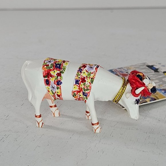 Cowparade Mini Moo La Vida Mooca Figurine Floral Design With Tag #23133 - Picture 8 of 8